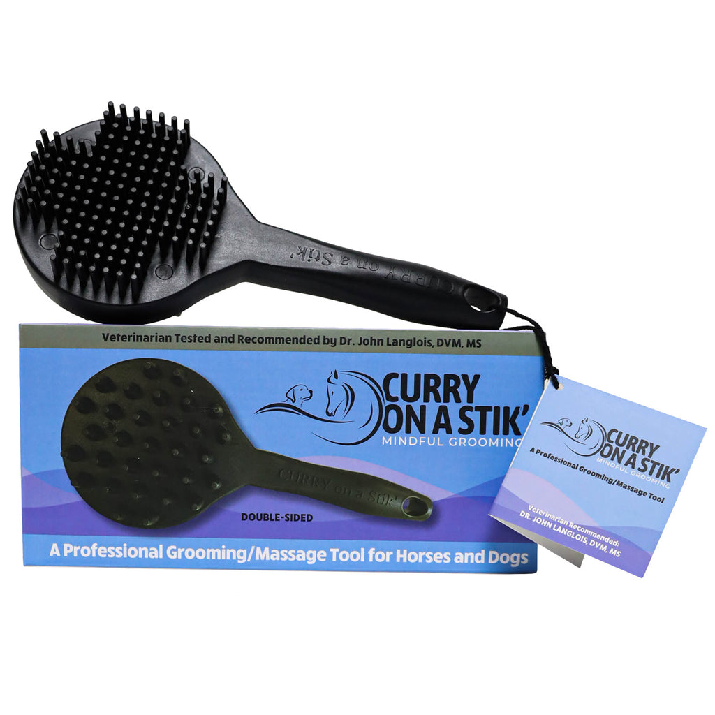 Curry On A Stik' -  Therapeutic Curry Comb for Horses, Dogs, and Cats